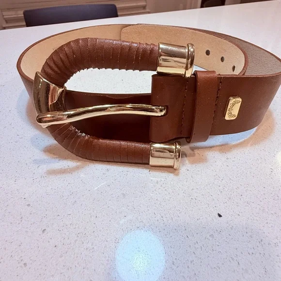 ANTONIO MELANI Brown and Gold Leather “Thick” Belt - Picture 4 of 14